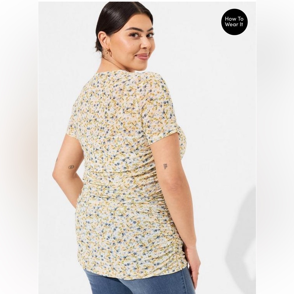 NWT Torrid stretch mesh ruched top, size 3 - Picture 2 of 5